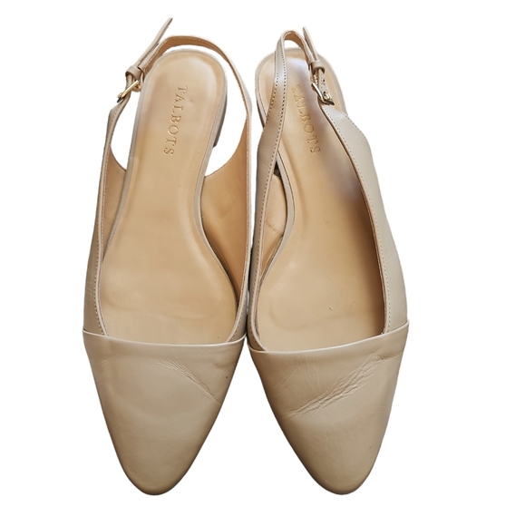 Talbots Shoes - Talbots nude tan leather Slingback Dress shoes sz 8.5 wide SH354